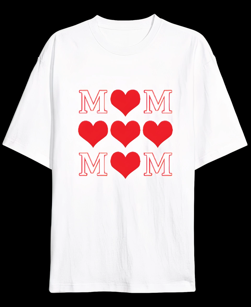 Anneler Gününe Özel Tasarım MOM Kalp Baskılı T-shirt - Beyaz