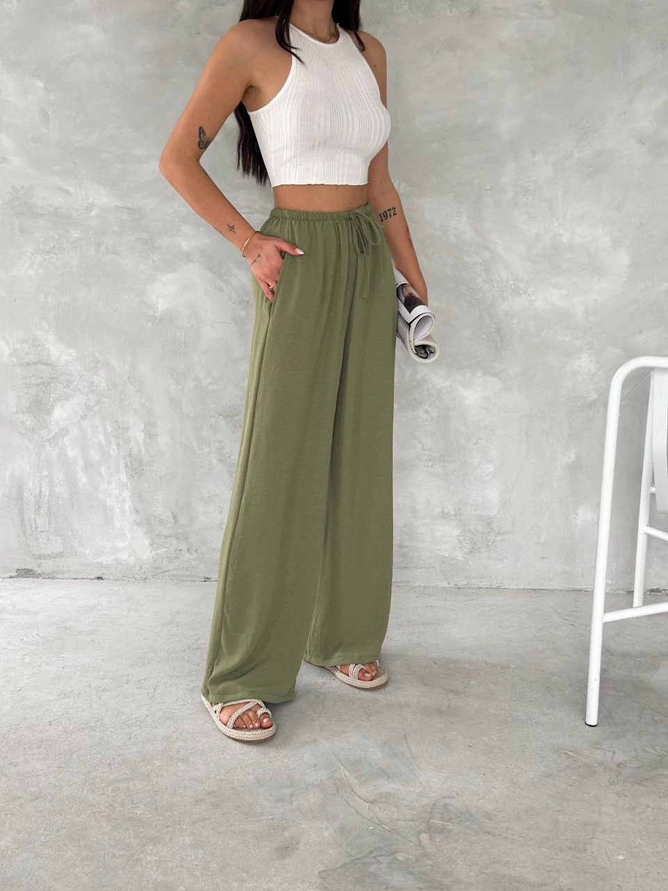 Ayrobin Oversize Kadın Pantalon - Mint Yeşili