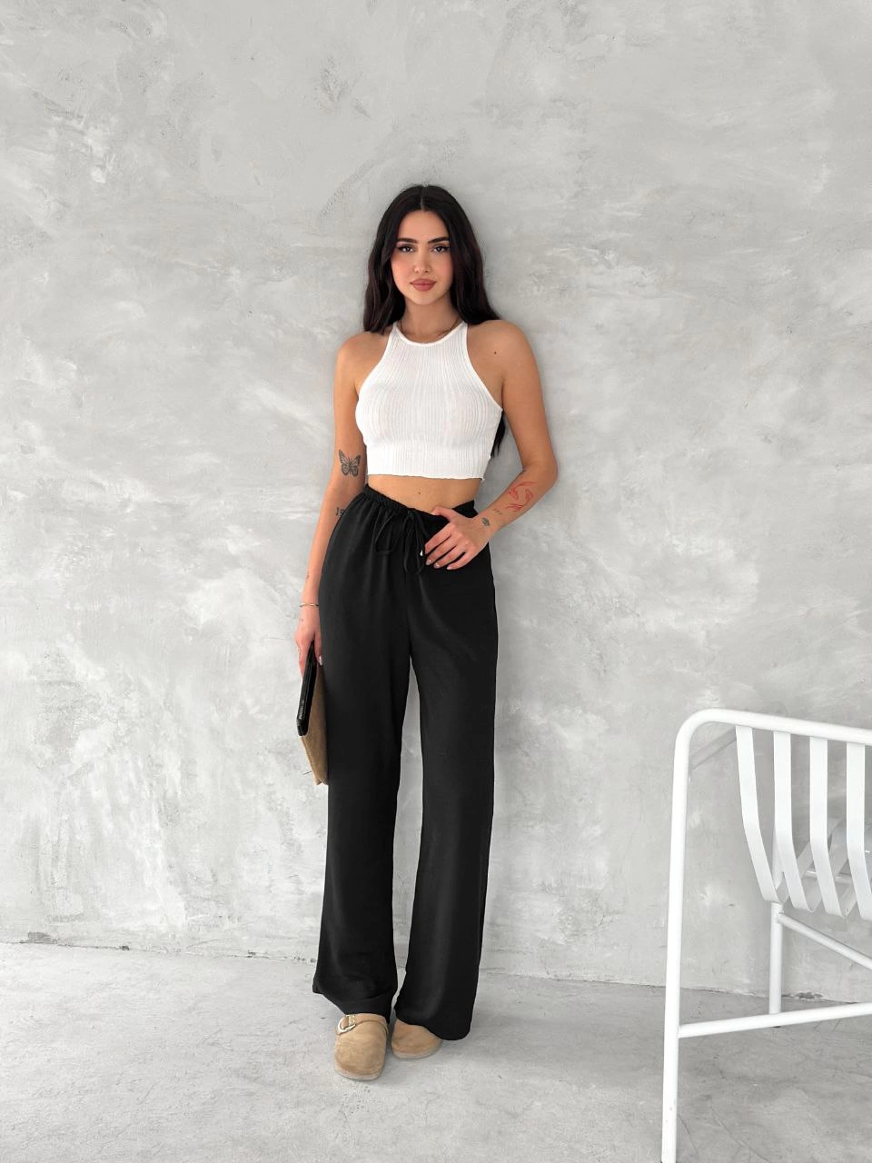 Ayrobin Oversize Kadın Pantalon - Siyah
