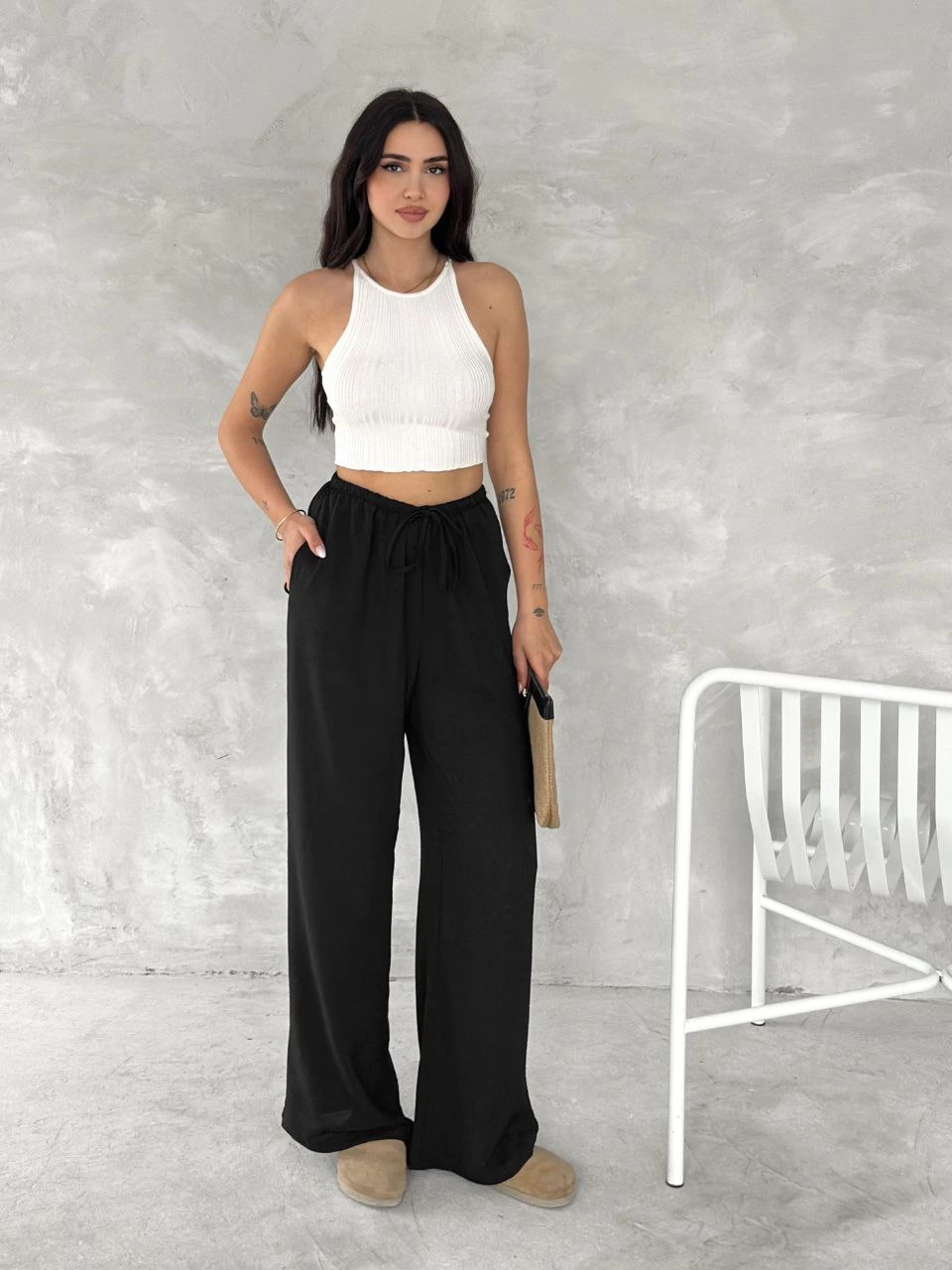 Ayrobin Oversize Kadın Pantalon - Siyah
