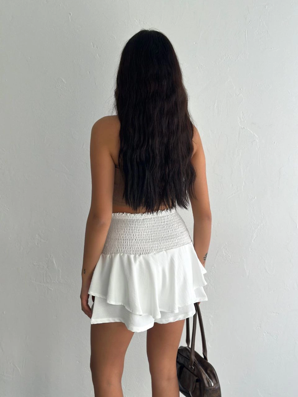 Ayrobin Şortlu Etek - Beyaz