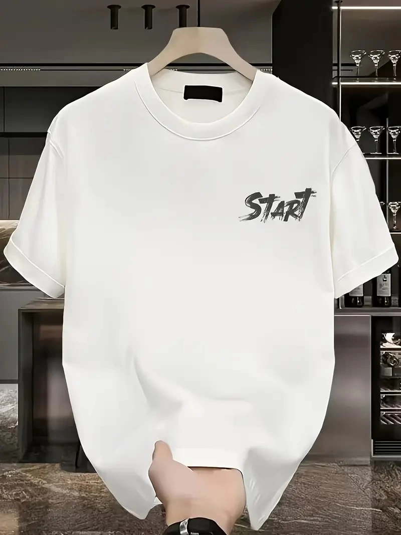 20/1 Penye Compack Start All Over Baskılı Oversize Bisiklet Yaka Kısa Kol Yazlık T-shirt - Beyaz