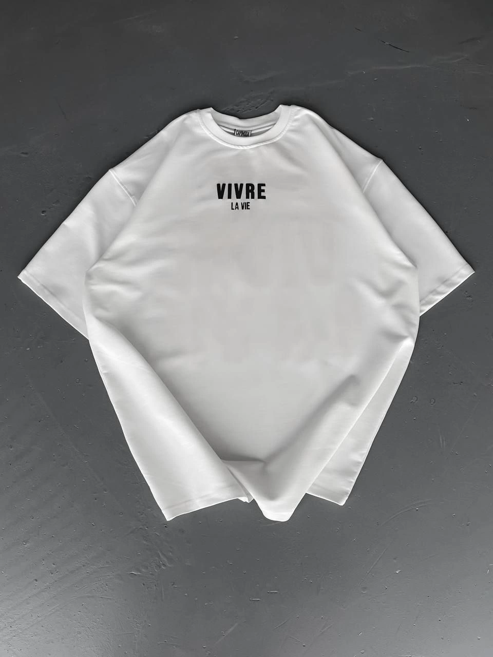 Baskılı Oversize Bisiklet Yaka T-shirt - Beyaz