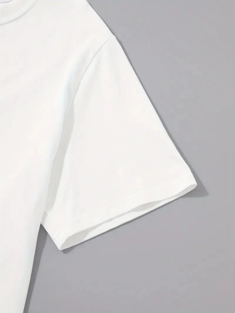 20/1 Penye Compack Palmiye Ön Baskılı Oversize Bisiklet Yaka Kısa Kol Yazlık T-shirt - Beyaz