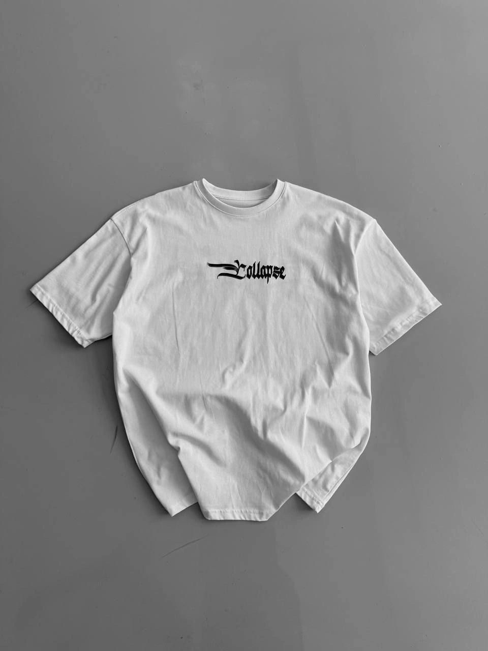 20/1 Penye Compack Baskılı Oversize Bisiklet Yaka Kısa Kol Yazlık T-shirt - Beyaz