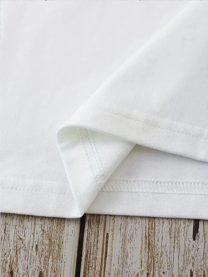 20/1 Penye Compack Dark Angel Baskılı Oversize Kısa Kol Yazlık T-shirt- Beyaz