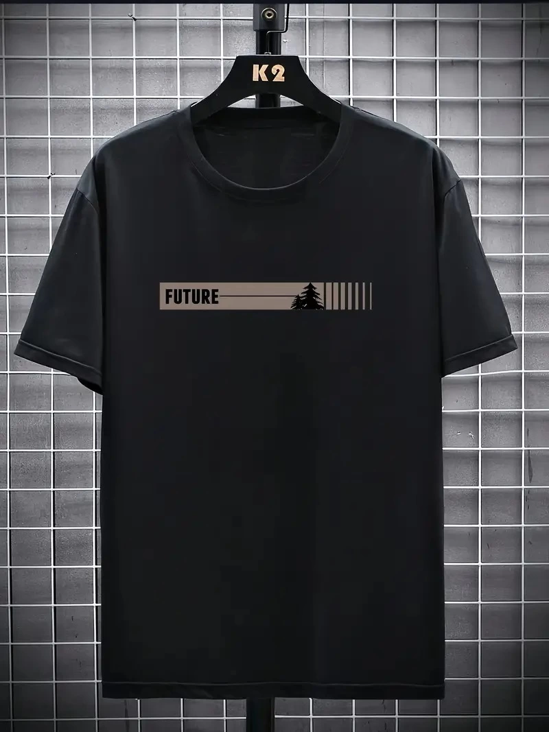 20/1 Penye Compack FUTRE Baskılı Oversize Kısa Kol Bisiklet Yaka T-shirt - Siyah