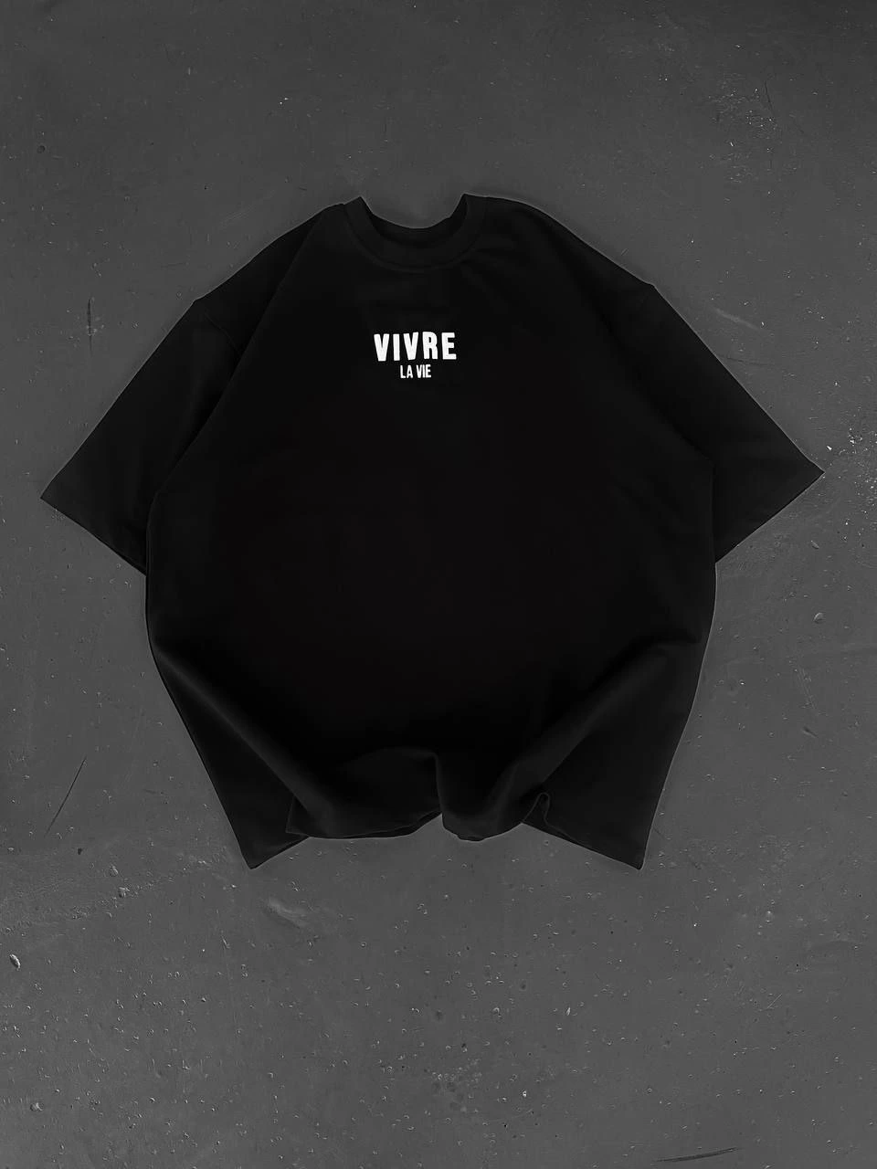 Baskılı Oversize Bisiklet Yaka T-shirt - Siyah