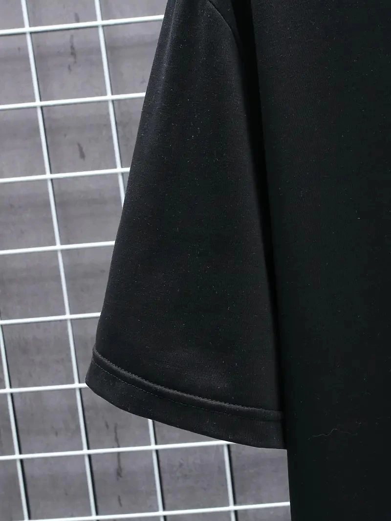 20/1 Penye Compack FUTRE Baskılı Oversize Kısa Kol Bisiklet Yaka T-shirt - Siyah