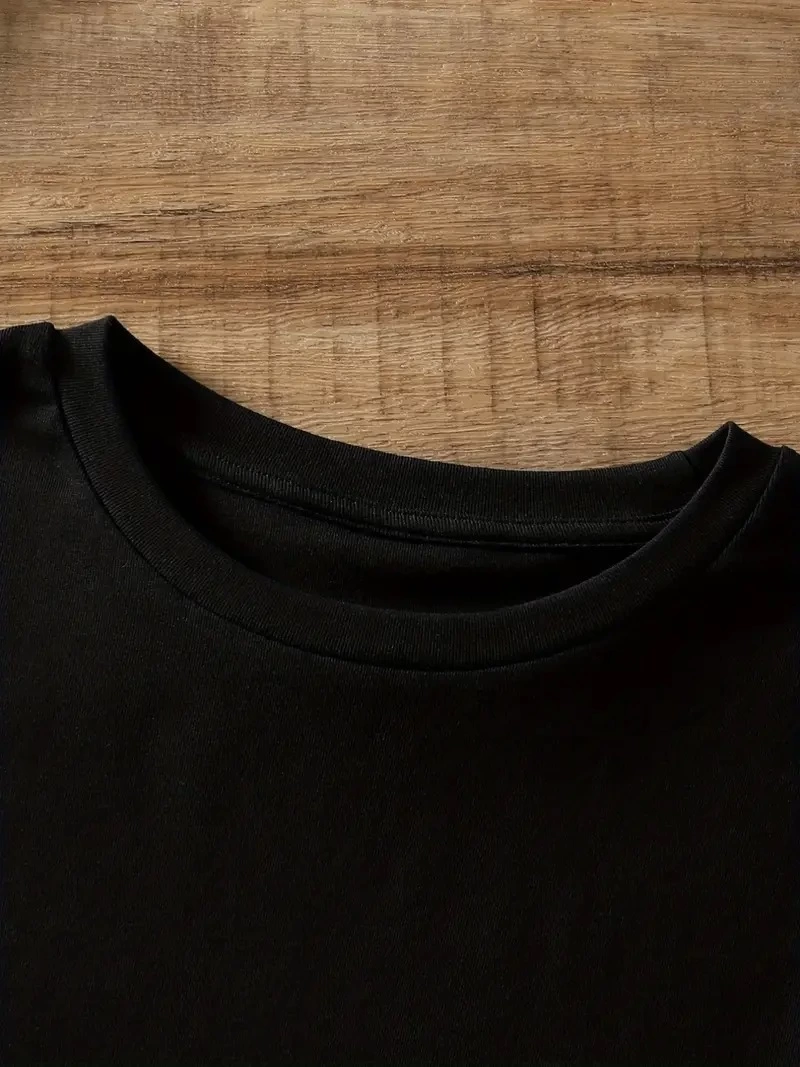 20/1 Penye Compack Ayı Baskılı Oversize Bisiklet Yaka Kısa Kol T-shirt - Siyah