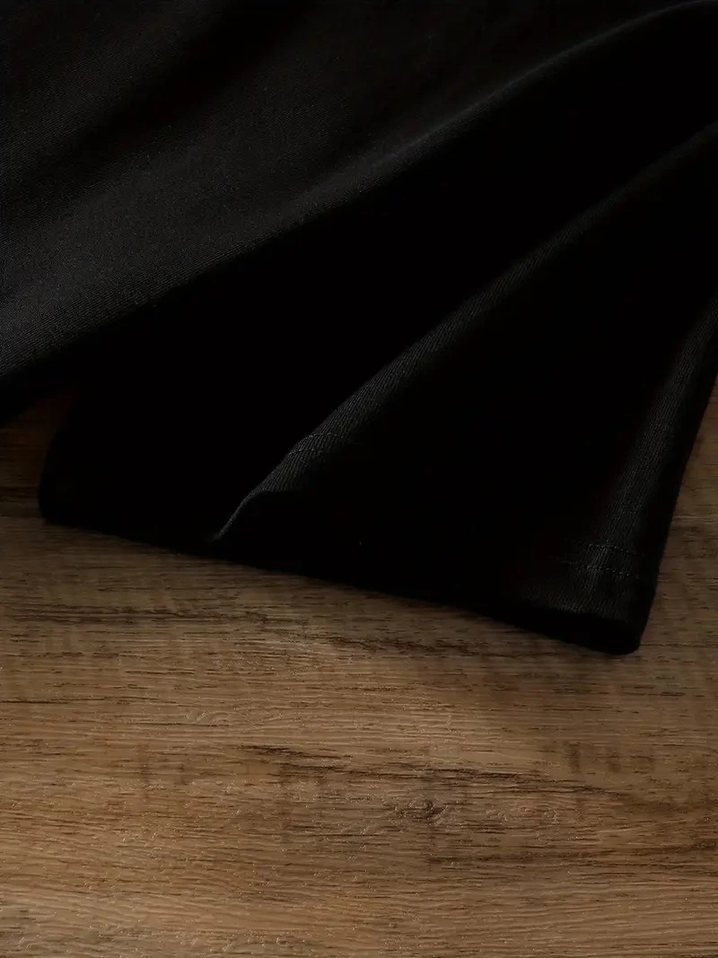 20/1 Penye Compack Ayı Baskılı Oversize Bisiklet Yaka Kısa Kol T-shirt - Siyah