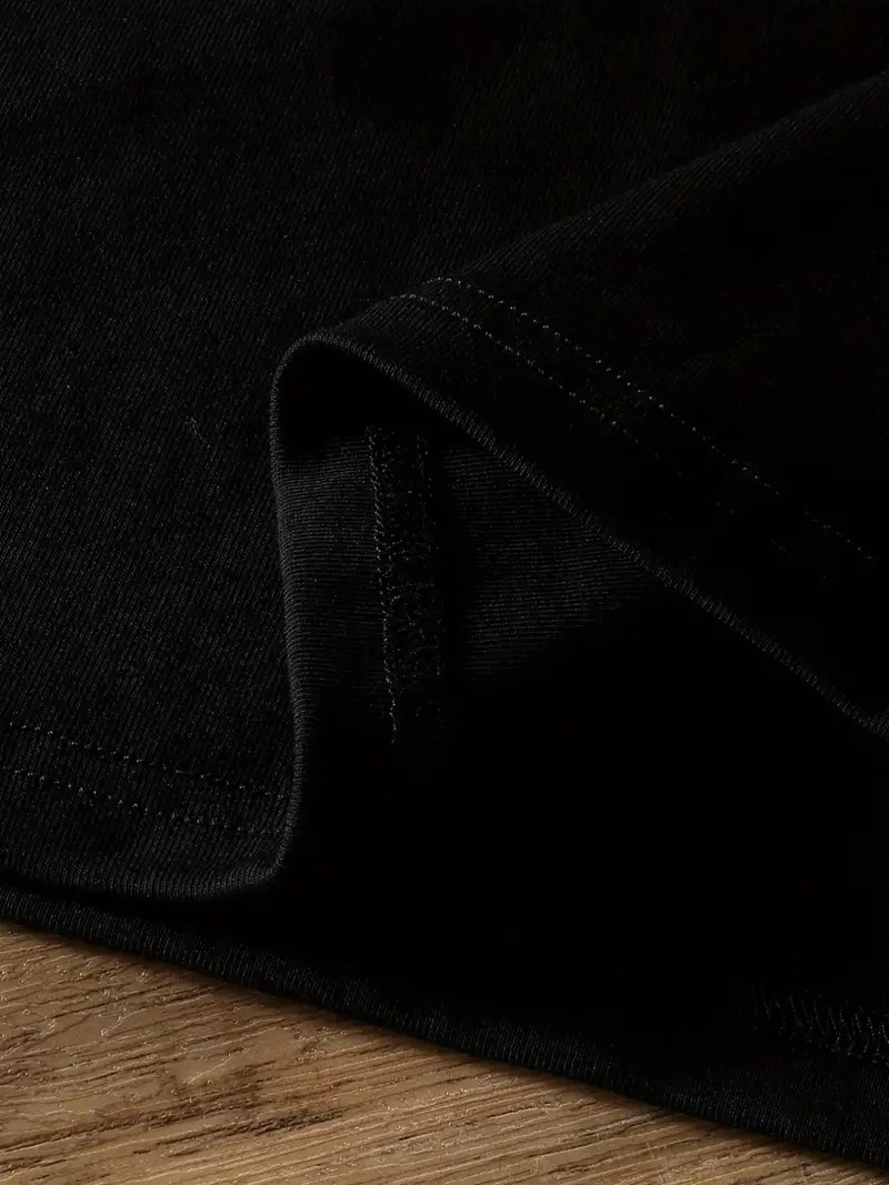 20/1 Penye Compack Ayı Baskılı Oversize Bisiklet Yaka Kısa Kol T-shirt - Siyah