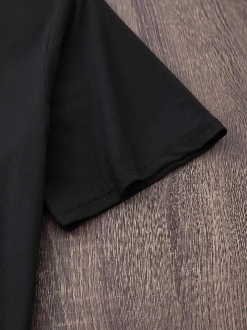 20/1 Penye Compack Baskılı Oversize Bisiklet Yaka m Kısa Kol Yazlık T-shirt - Siyah