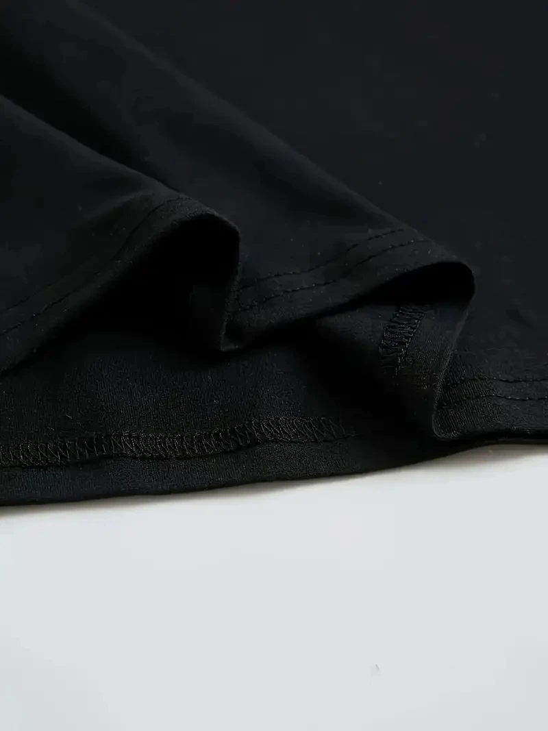 Büyük Boy Ayıcık Baskılı Bisiklet Yaka T-Shirt, İlkbahar & Yaz İçin Rahat Kısa Kollu T-Shirt, Kadın Giyim - Siyah