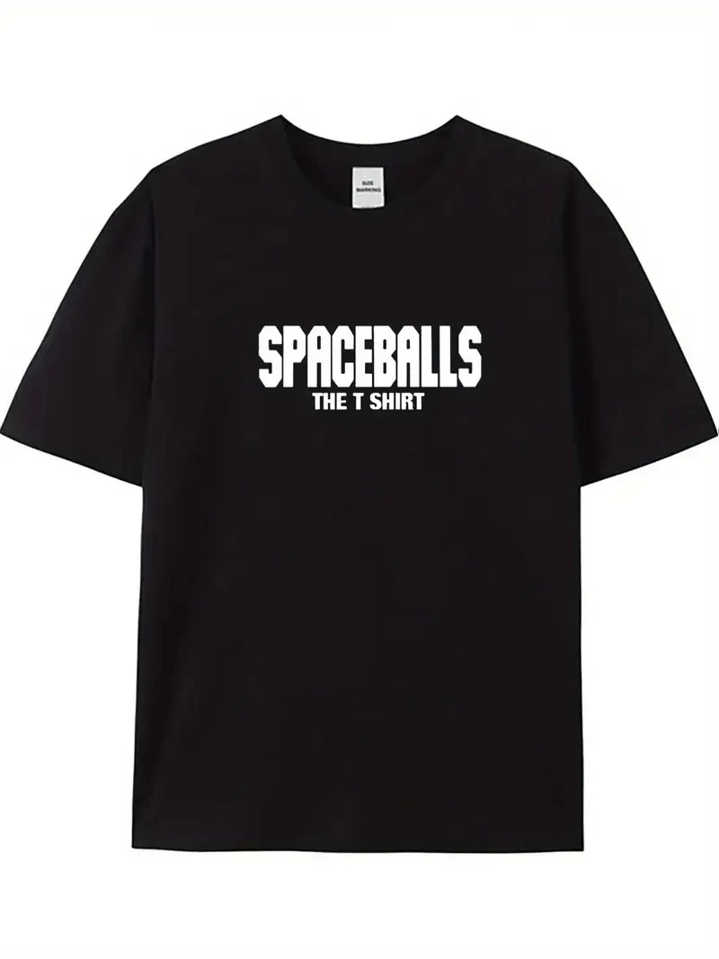20/1 Penye Compack SPACEBALLS Erkek Baskılı Oversize Bisiklet Yaka Kısa Kol Yazlık T-shirt - Siyah