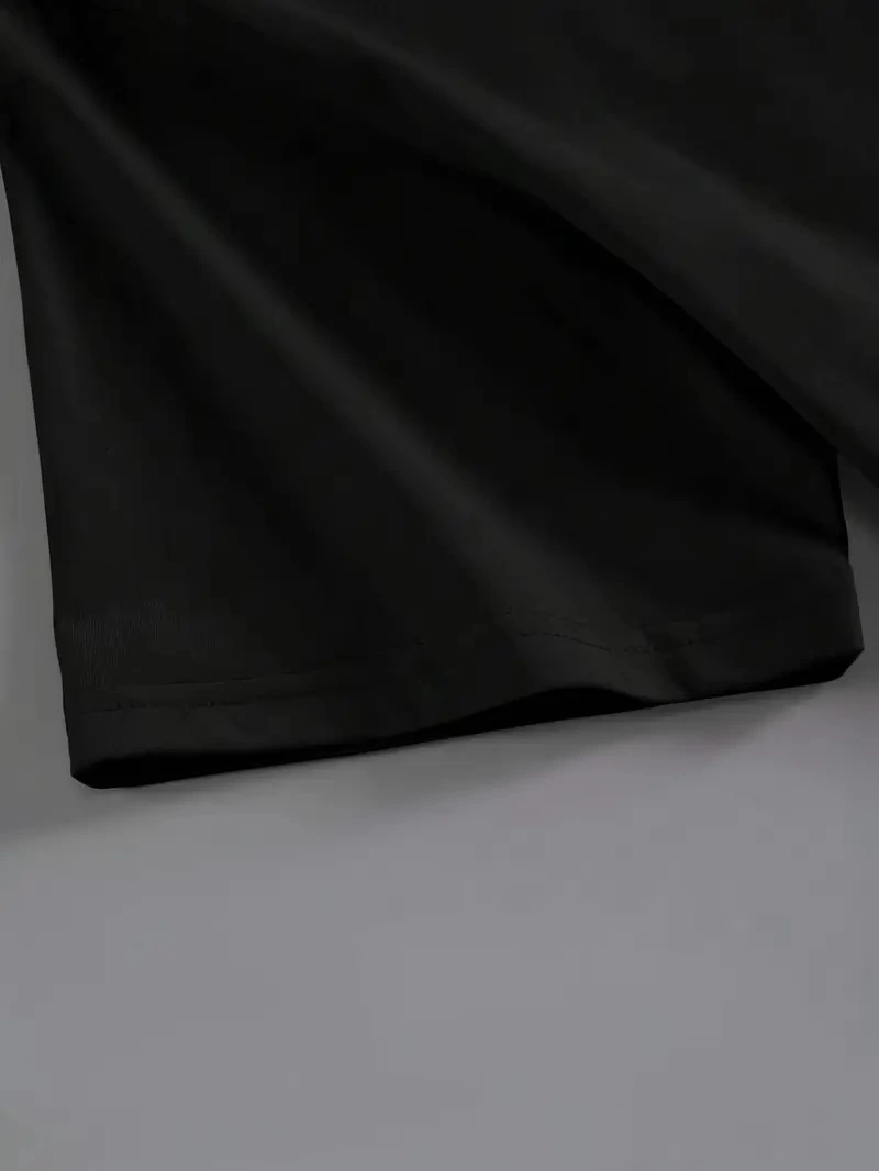 Brooklyn Harf Baskılı Düşük Omuzlu T-shirt, Rahat Kısa Kollu Bol T-shirt, Kadın Giyim - Siyah