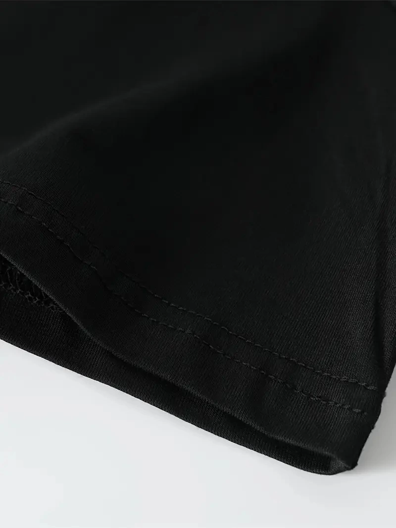 Büyük Beden Erkek "Whatever" Baskılı Tişört, Oversize Erkekler İçin Yaz Modası Kısa Kollu Tişörtler - Siyah