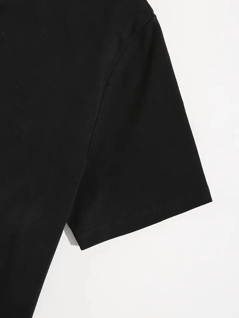 20/1 Penye Compack Shut up Baskılı Oversize Bisiklet Yaka Kısa Kol T-shirt - Siyah