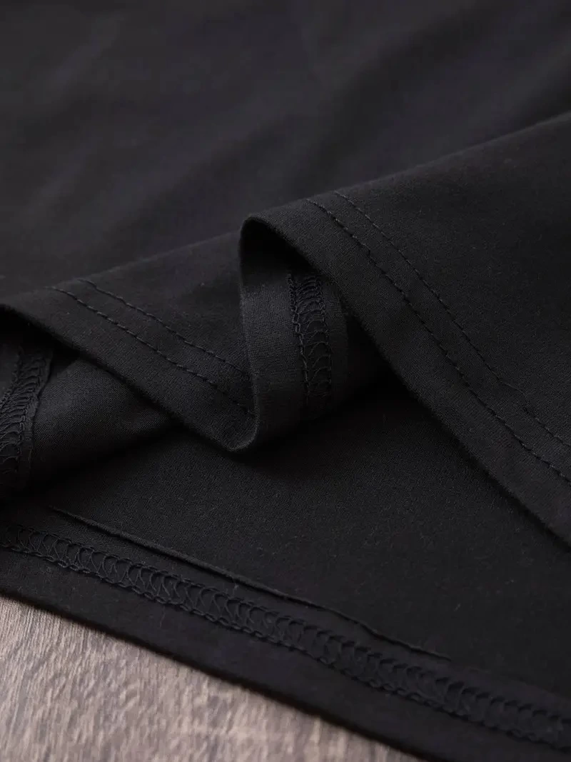 20/1 Penye Compack Baskılı Oversize Bisiklet Yaka m Kısa Kol Yazlık T-shirt - Siyah