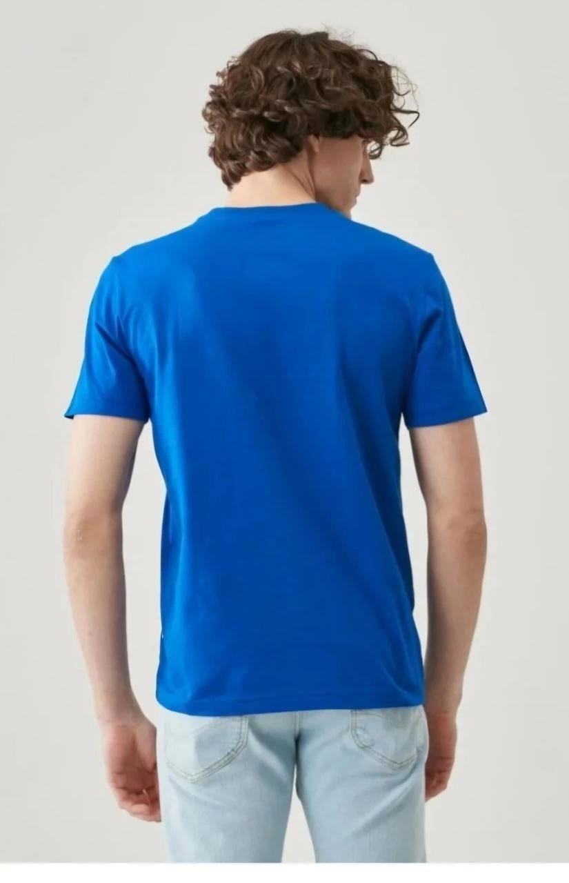 Erkek 24/1 Düz A Kalite Oversize T-shirt - Mavi