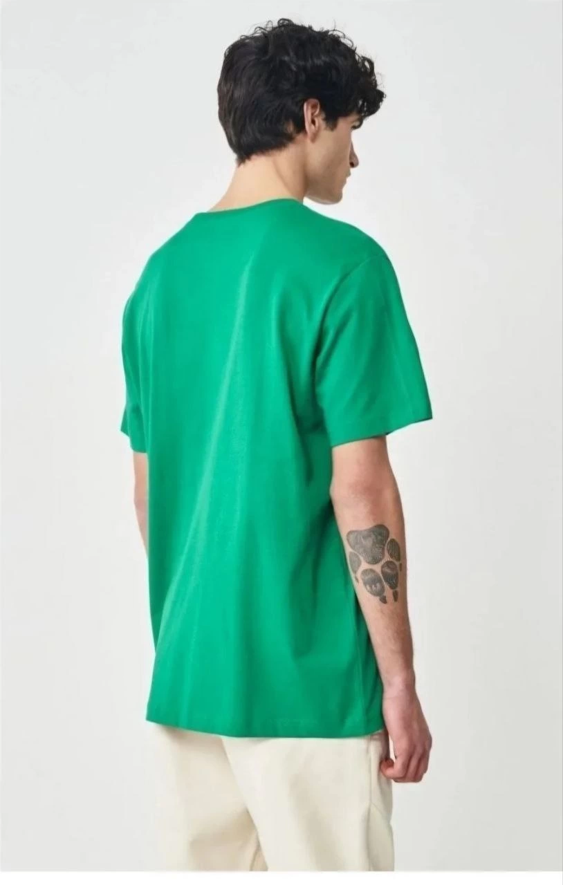 Erkek 24/1 Düz A Kalite Oversize T-shirt - Yeşil
