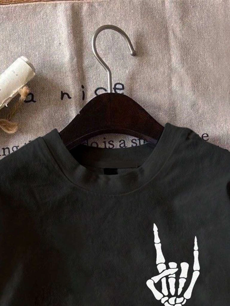 Erkek Baskılı Oversize T-shirt - Siyah