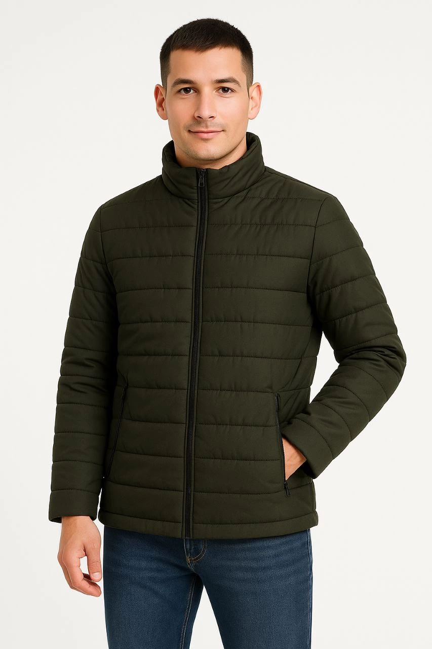 Erkek Bomber Mont Ceket – Su İtici Kumaş, Kapitone Astarlı, Fermuarlı, Kışlık - Haki