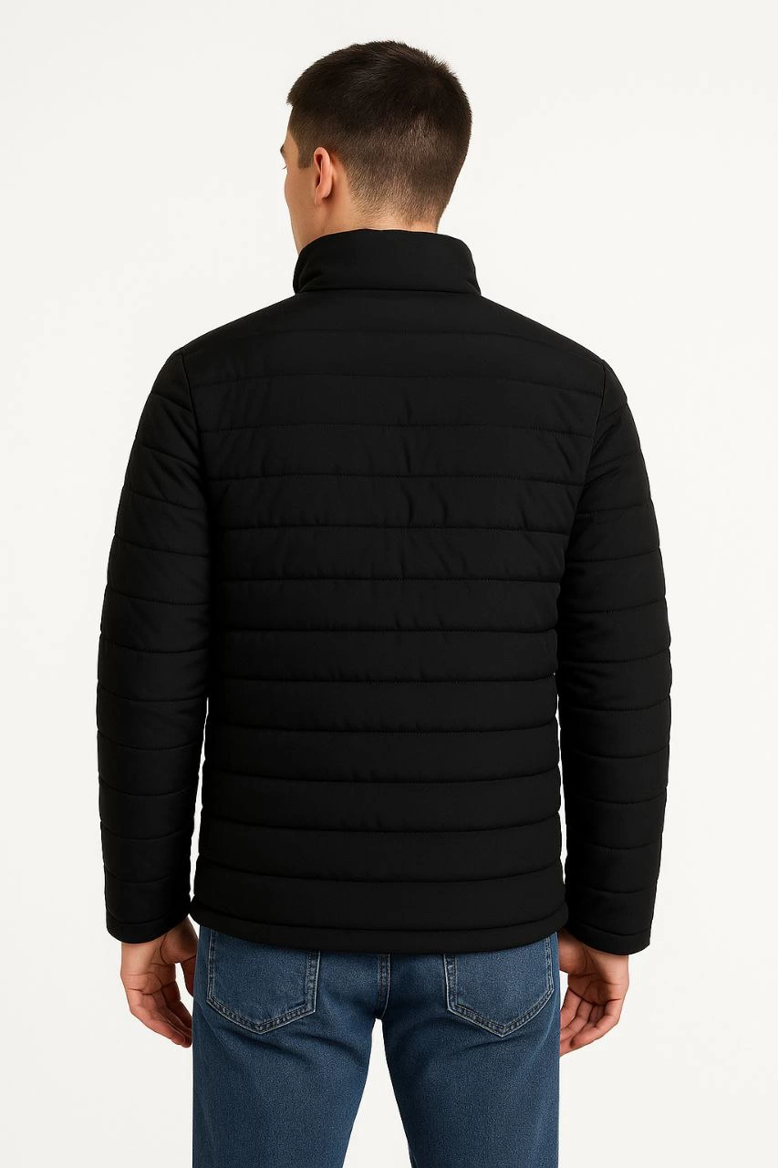 Erkek Bomber Mont Ceket – Su İtici Kumaş, Kapitone Astarlı, Fermuarlı, Kışlık - Siyah