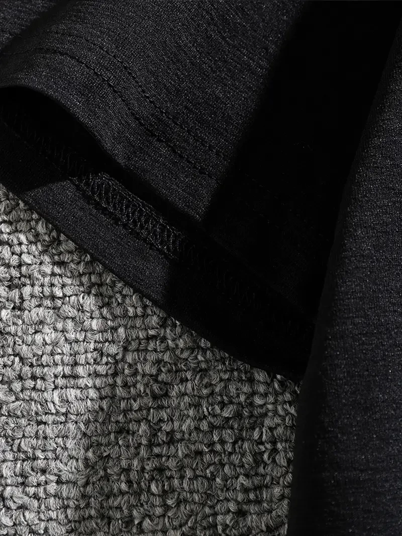 Erkek Dağ Grafikli Tişört, Yaz için Büyük Beden Rahat T-shirt - Siyah