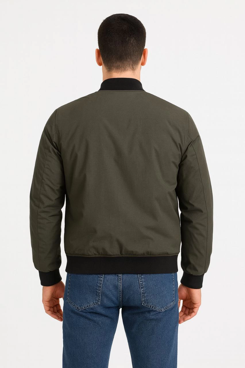 Erkek Bomber Mont Ceket – Fermuarlı, Kapitone İçi Astarlı, Su İtici Kumaş, Regular Fit, Uzun Kollu, Yandan Cepli, Bahar & Kış Rahat Günlük Stil - Haki