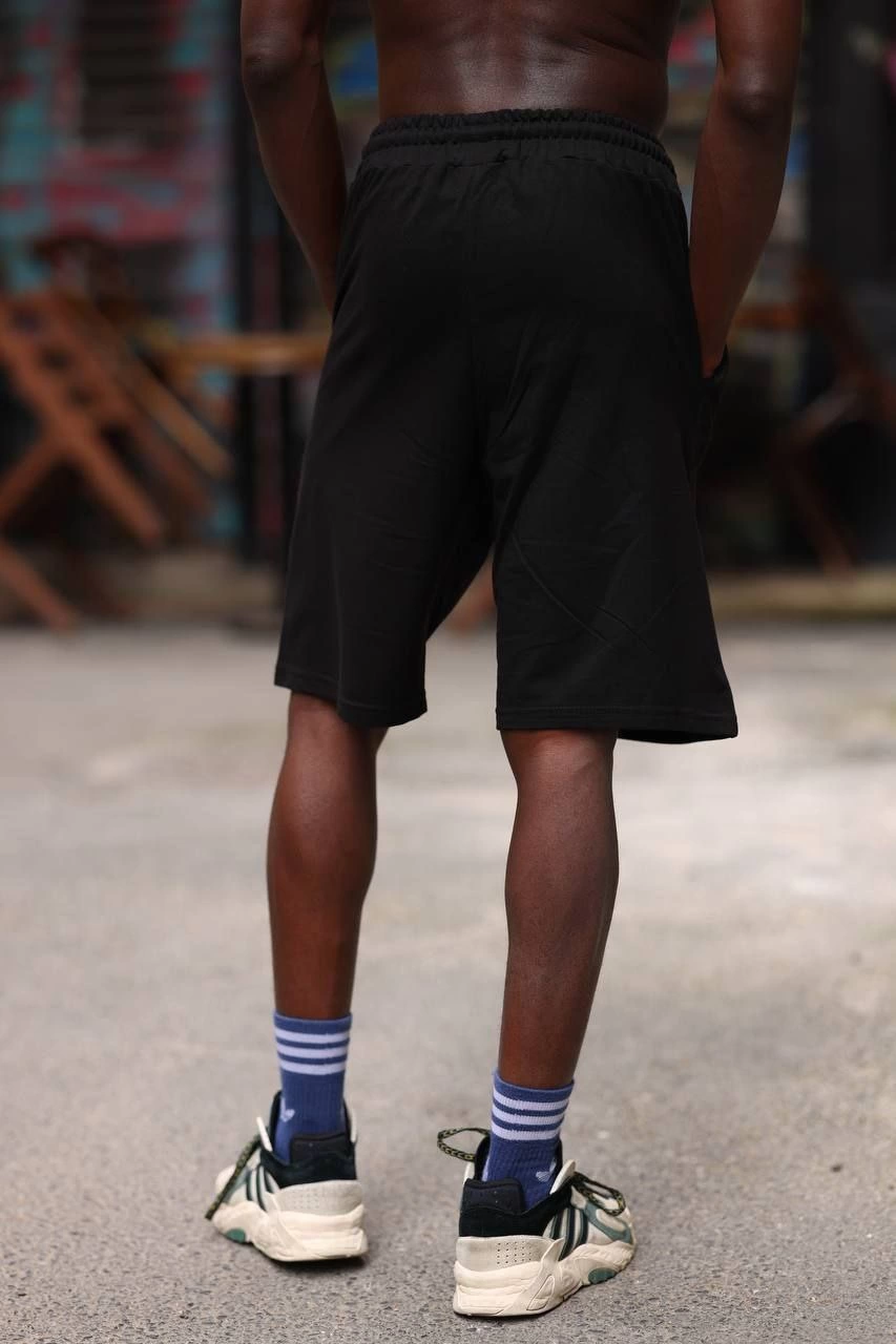 Erkek İki İplik Cepli Şort - Siyah