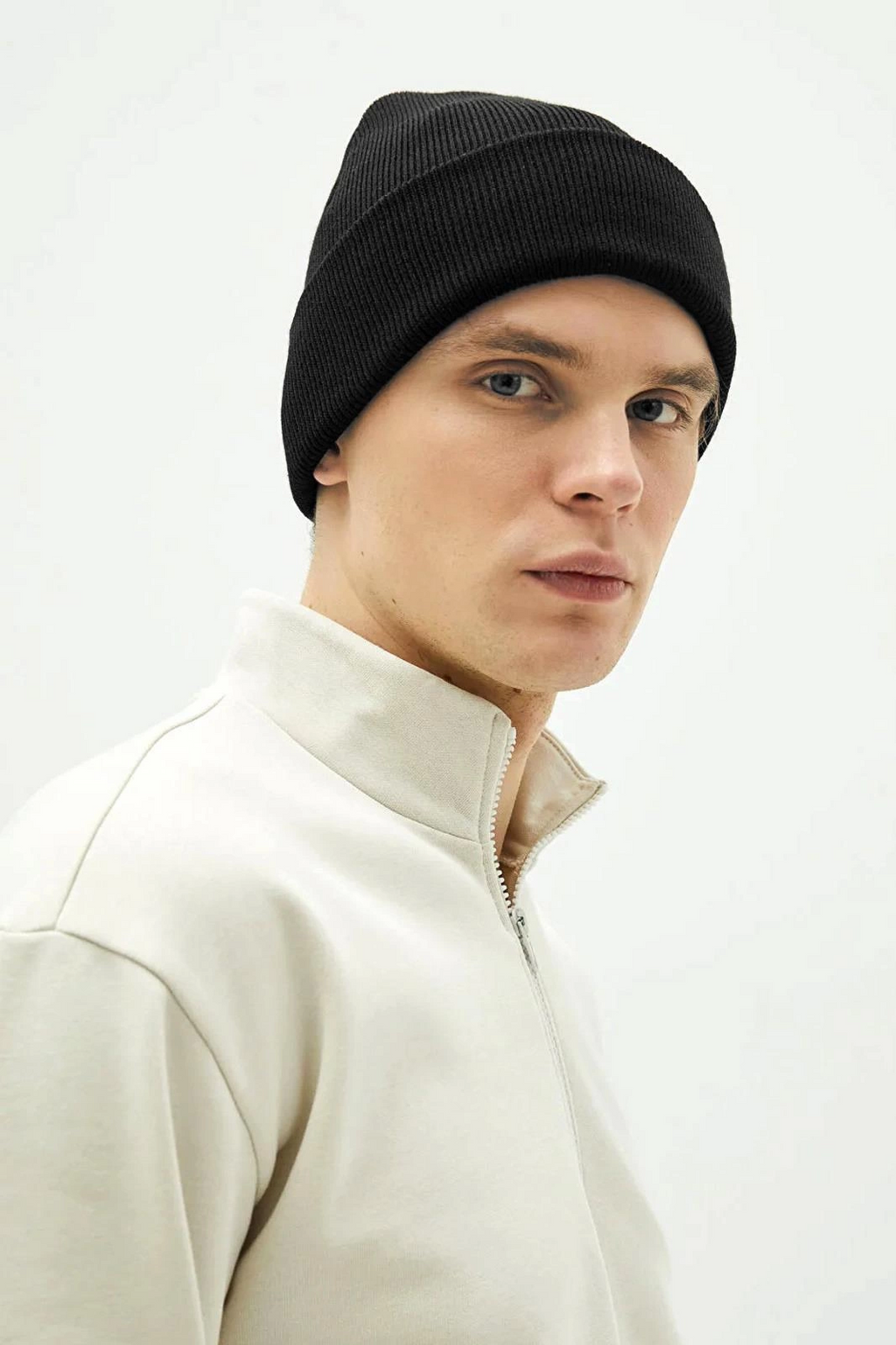 Erkek Katlamalı Basic Bere - Siyah