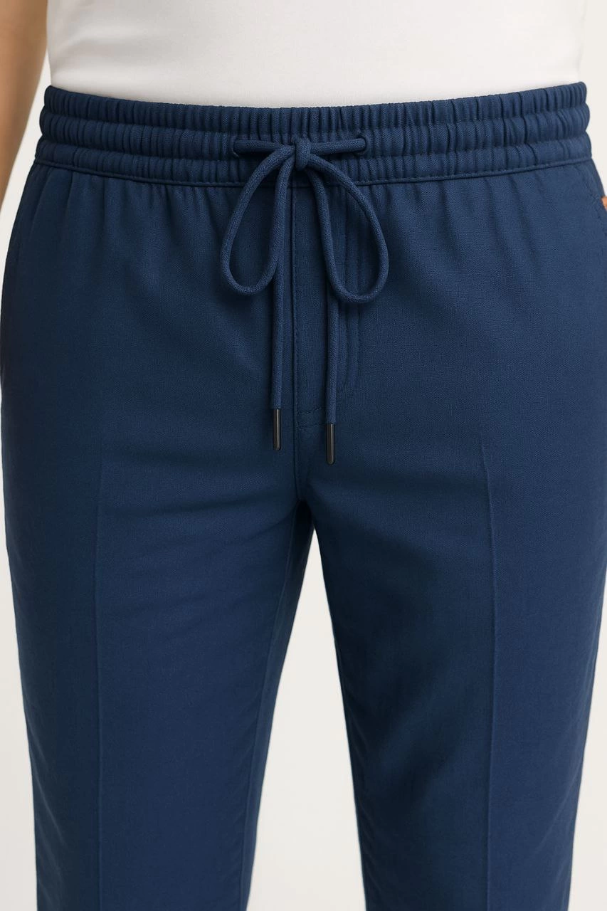 Erkek Keten Pantolon – Cepli, Beli Lastikli ve Bağcıklı, Nefes Alan Rahat Kalıp, Yazlık ve Baharlık Günlük Giyim, Şık & Konforlu Boru Paça Model - Lacivert