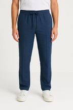 Erkek Keten Pantolon – Cepli, Beli Lastikli ve Bağcıklı, Nefes Alan Rahat Kalıp, Yazlık ve Baharlık Günlük Giyim, Şık & Konforlu Boru Paça Model - Lacivert