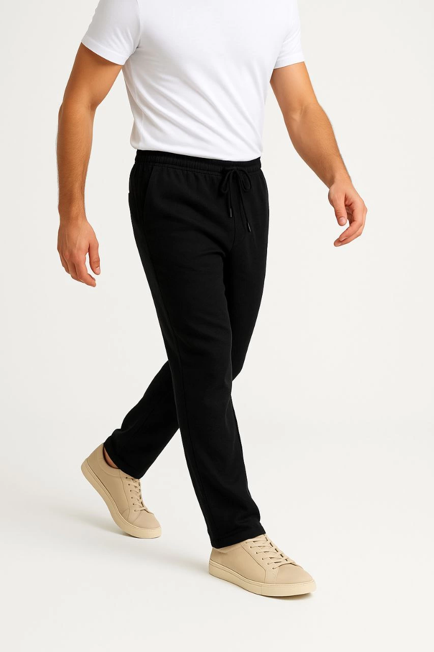 Erkek Keten Pantolon – Cepli, Beli Lastikli ve Bağcıklı, Nefes Alan Rahat Kalıp, Yazlık ve Baharlık Günlük Giyim, Şık & Konforlu Boru Paça Model - Siyah