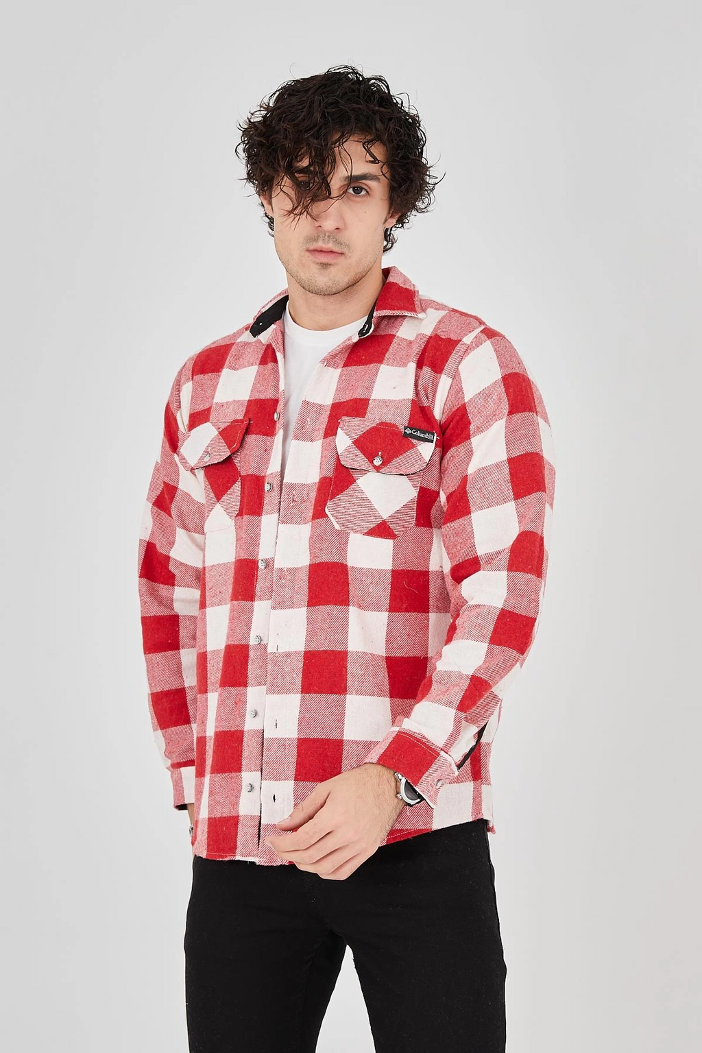 Erkek Oduncu Gömlek – Uzun Kollu, Şardonlu Kumaş, Kareli Desen, Regular Fit, Manşetli, Çift Cepli, Rahat Günlük Bahar & Kış Stil - Pembe