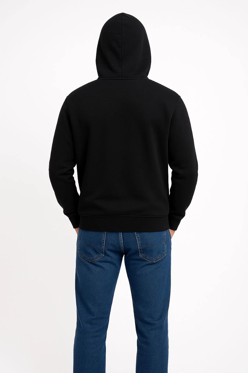 Erkek Üç İplik Kapüşonlu Kanguru Cepli SweatShirt hoodie - Siyah