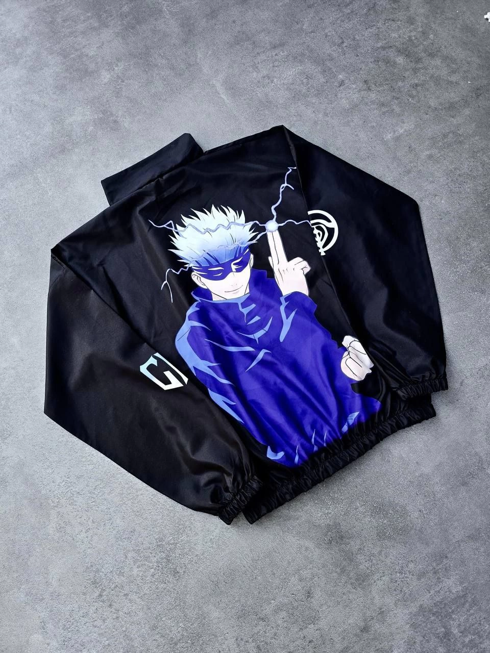 Fermuarlı Dijital Baskılı Rüzgarlık - Siyah