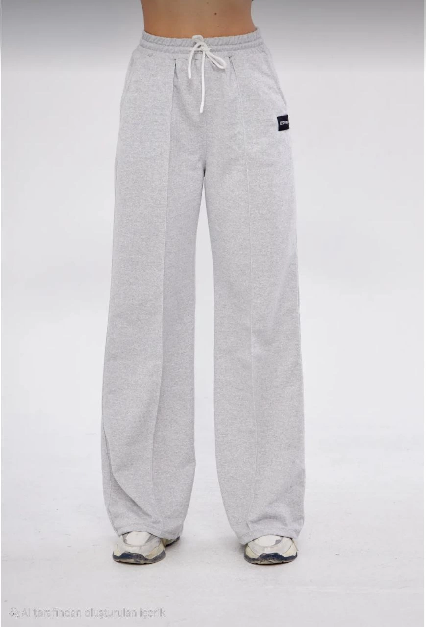 İki iplik Bol Paça Eşofman Pantalon - Gri