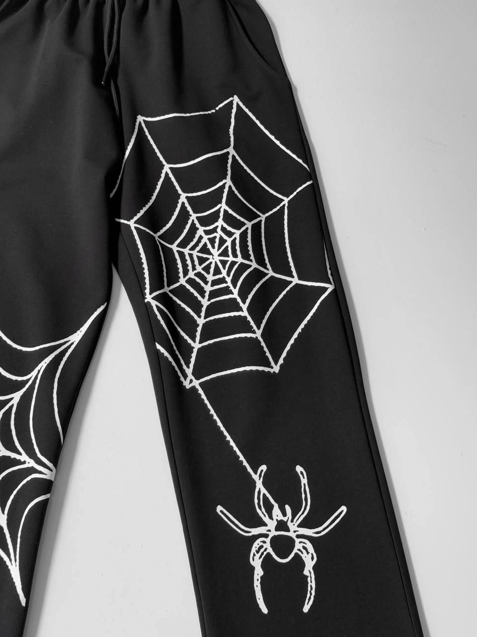 İki İplik Kumaş Örümcek Baskılı Esofman - Siyah