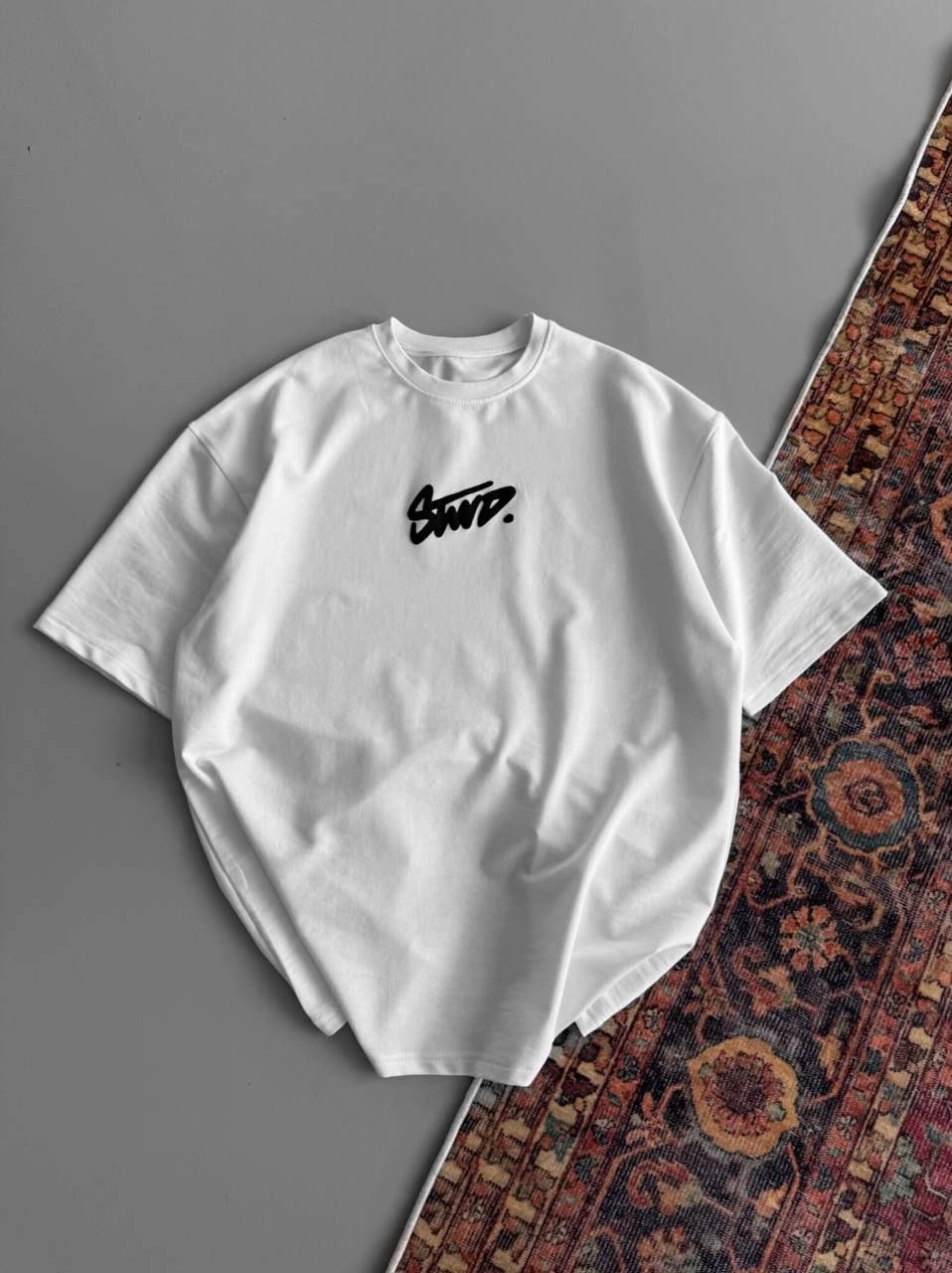 Kadın Baskılı Oversize T-shirt - Beyaz