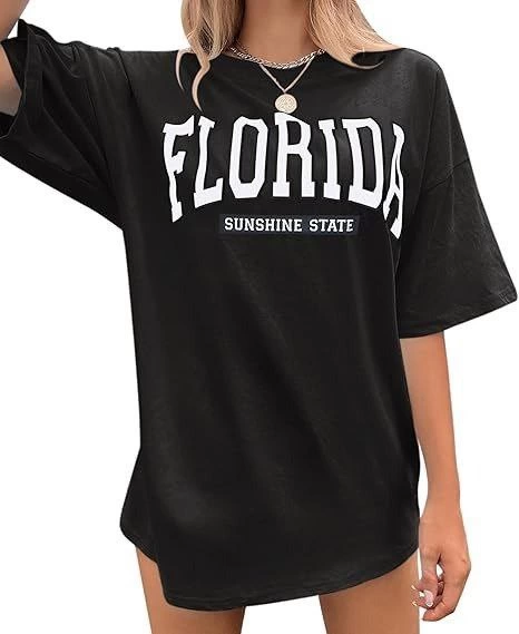 Kadın Bisiklet Yaka Baskılı T-shirt - Siyah