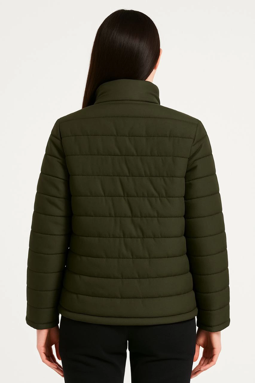 Kadın Bomber Mont Ceket – Su İtici Kumaş, Kapitone Astarlı, Fermuarlı, Kışlık - Haki