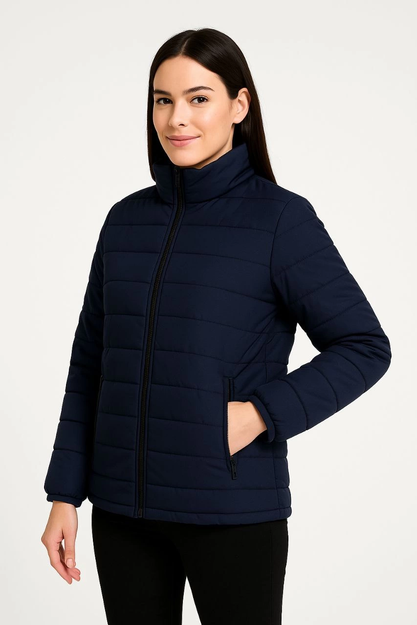 Kadın Bomber Mont Ceket – Su İtici Kumaş, Kapitone Astarlı, Fermuarlı, Kışlık - Lacivert