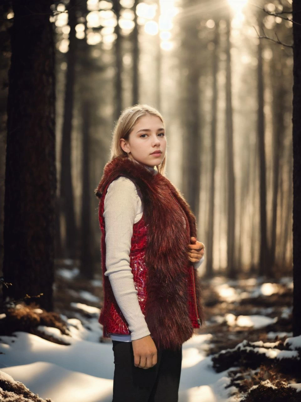 Kadın Kolsuz Fermuarlı Yelek - Kırmızı