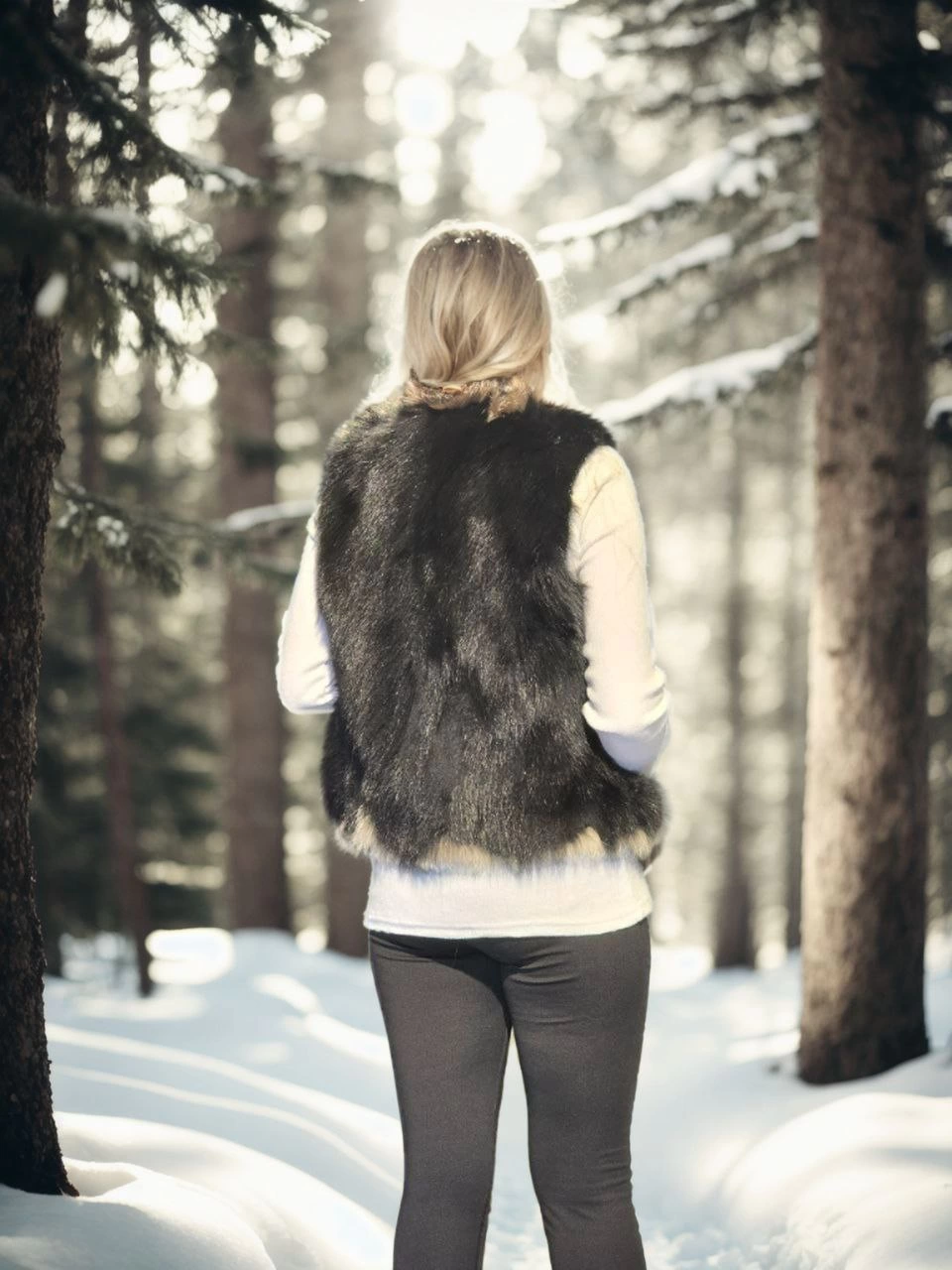 Kadın Kolsuz Fermuarlı Yelek - Siyah