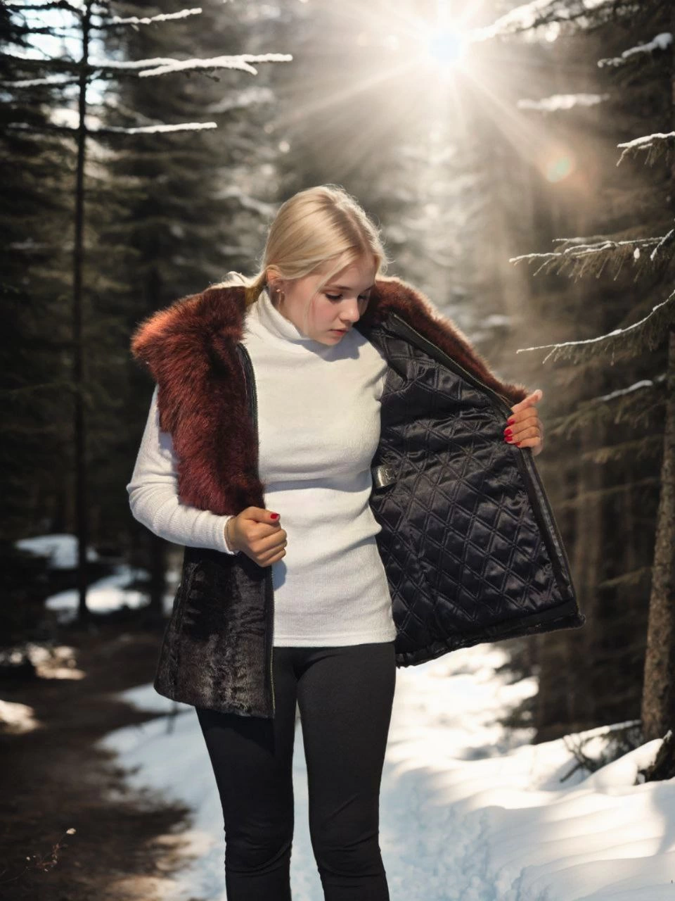 Kadın Kolsuz Hakiki Kürk - Siyah