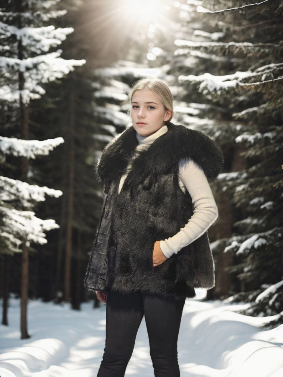 Kadın Kolsuz Kapüşonlu Yelek - Siyah