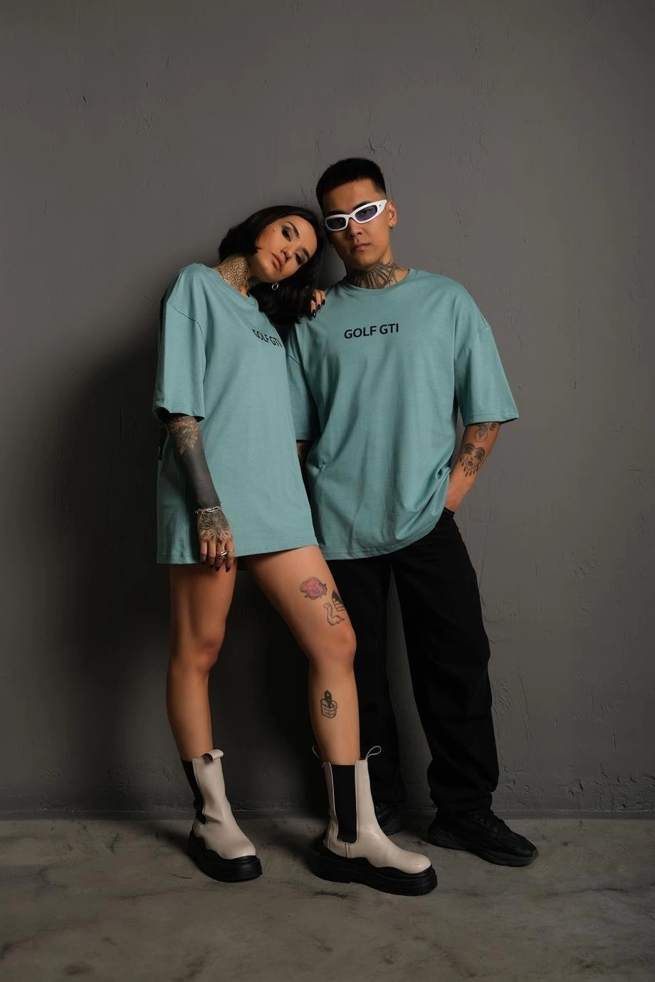 Erkek Oversize Baskılı Tişört – Golf GTI Retro Araba Desenli, Ön & Arka Dijital Baskı, Sokak Modası Stil - Mint Yeşili